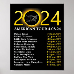 Solar Eclipse 2024 American Tour 2024 Totality Tot Poster