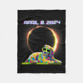 Solar Eclipse 2024 April 8 Dog Solar Eclipse Glass Fleecedecke