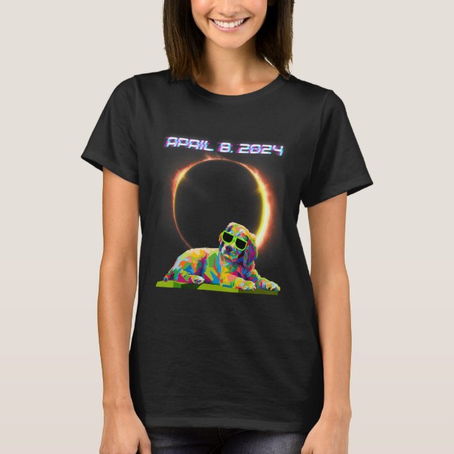 Solar Eclipse 2024 April 8 Dog Solar Eclipse Glass T-Shirt (Vorderseite)