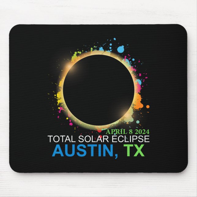 Solar Eclipse 2024 Austin Texas farbenfrohe Totali Mousepad (Vorne)