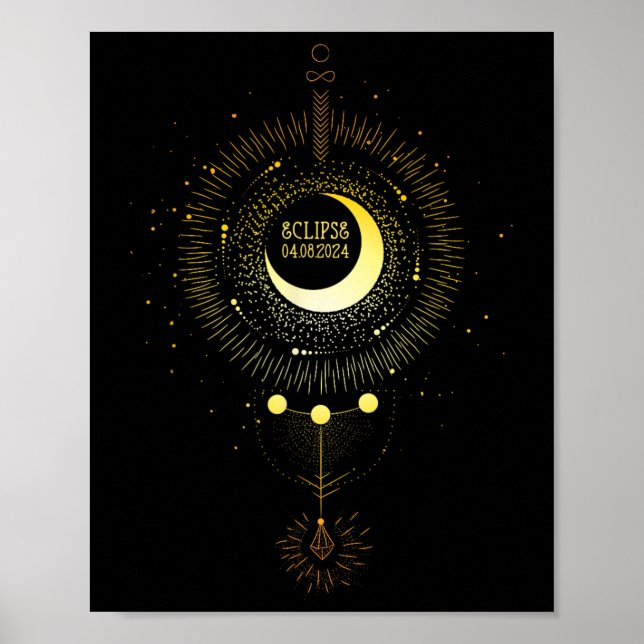 Solar Eclipse 2024 Boho Sun Moon Path Gesamter Lun Poster (Vorne)
