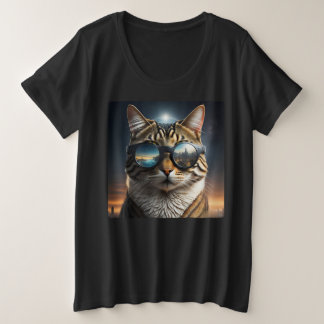 Solar-Eclipse,2024 Cat Wearing Solar Eclips Glasse Große Größe T-Shirt