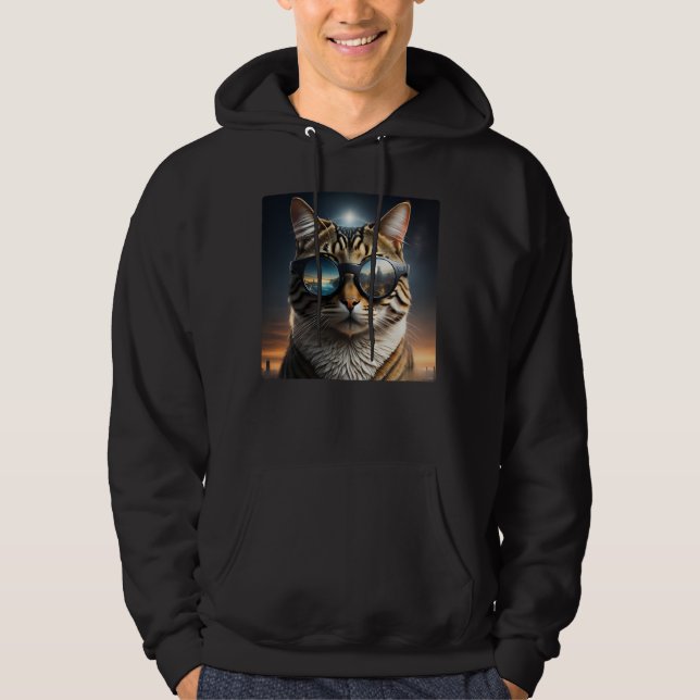 Solar-Eclipse,2024 Cat Wearing Solar Eclips Glasse Hoodie (Vorderseite)