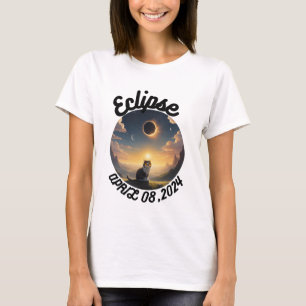 Solar-Eclipse,2024 Cat Wearing Solar Eclips Glasse T-Shirt