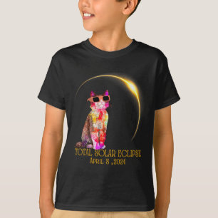 Solar Eclipse 2024 Cat Wearing Solar Eclipse Glass T-Shirt