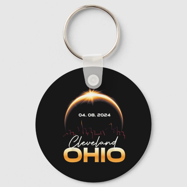 Solar Eclipse 2024 Cleveland Ohio Total Solar Ecli Schlüsselanhänger (Vorderseite)