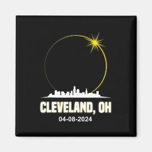 Solar Eclipse 2024 Cleveland Skyline Ohio Solar EC Magnet
