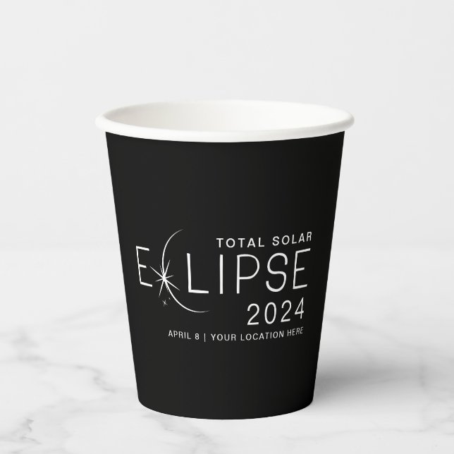Solar Eclipse 2024 Custom Location Eclipse Party Pappbecher (Vorderseite)