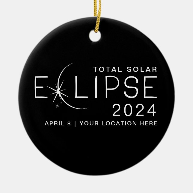 Solar Eclipse 2024 Custom Location Foto Keepake Keramik Ornament (Vorne)