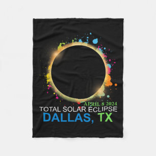 Solar Eclipse 2024 Dallas Texas farbenfrohe Totali Fleecedecke