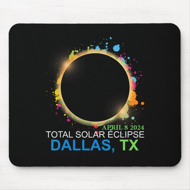Solar Eclipse 2024 Dallas Texas farbenfrohe Totali Mousepad (Vorne)
