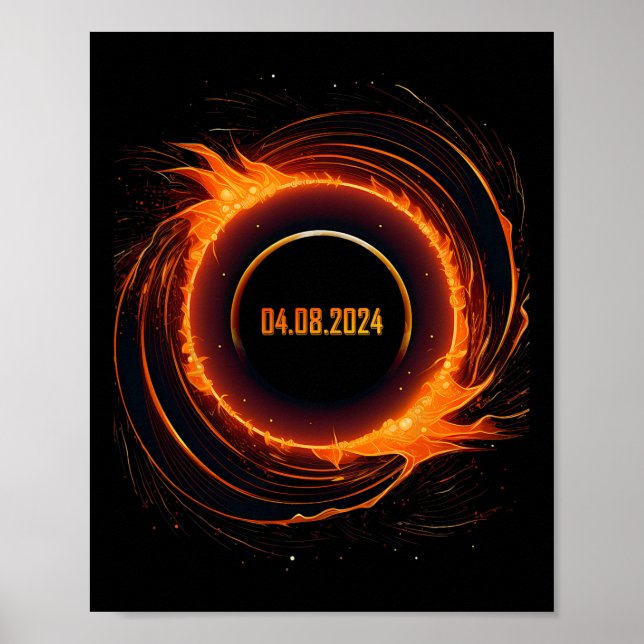 Solar-Eclipse 2024 Gesamt-Sun-Eclipse Poster (Vorne)