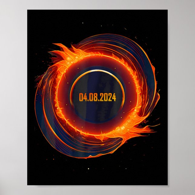 Solar-Eclipse 2024 Gesamt-Sun-Eclipse Poster (Vorne)