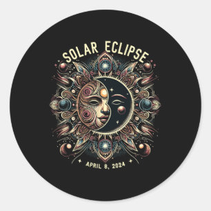 Solar-Eclipse 2024 Gesamtsolares Eclipse 4,08,24 k Runder Aufkleber