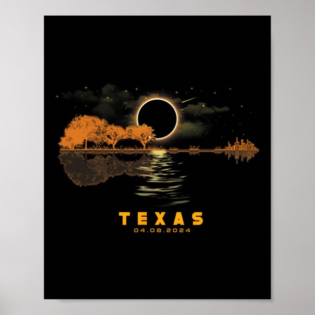 Solar Eclipse 2024 Guitar 04.08.24 Totality Texas Poster (Vorne)