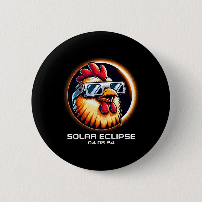 Solar Eclipse 2024 Hühnertotalität Niedlich Matchi Button (Vorderseite)