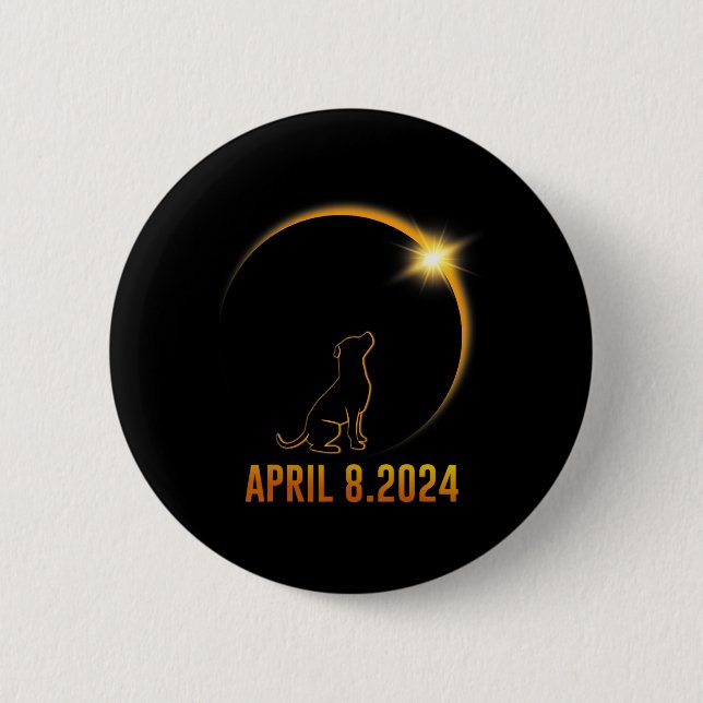 Solar-Eclipse 2024 Hund Totalität 1 Button (Vorderseite)