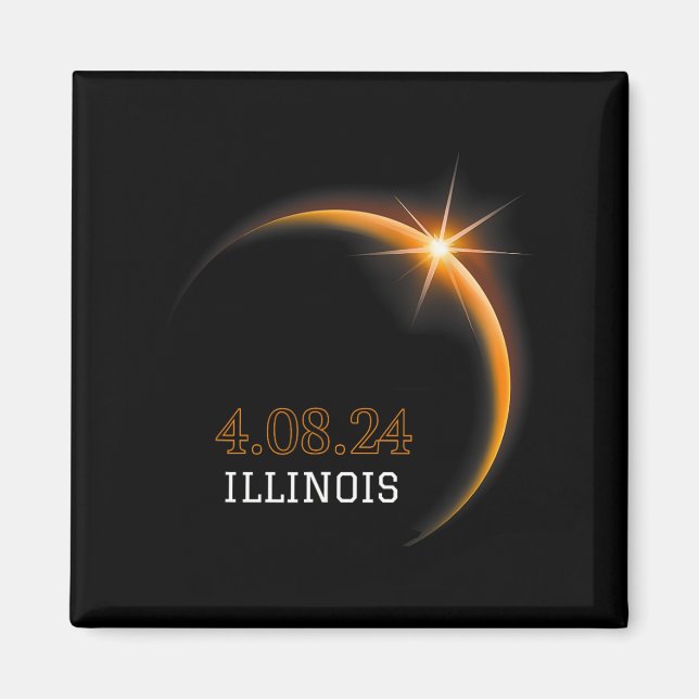 Solar Eclipse 2024 Illinois Totality Spring 4,08,2 Magnet (Vorne)