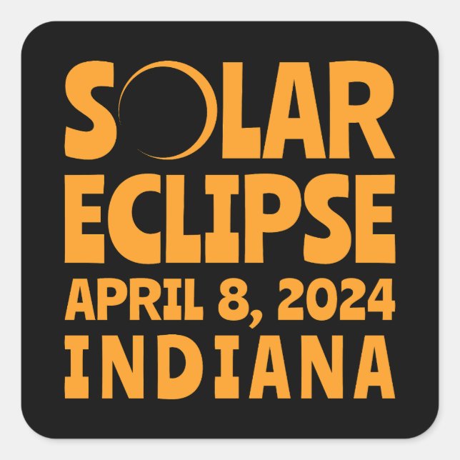 Solar Eclipse 2024 Indiana Quadratischer Aufkleber (Vorderseite)