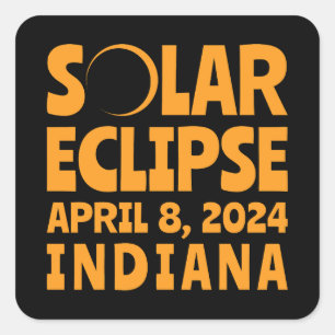 Solar Eclipse 2024 Indiana Quadratischer Aufkleber
