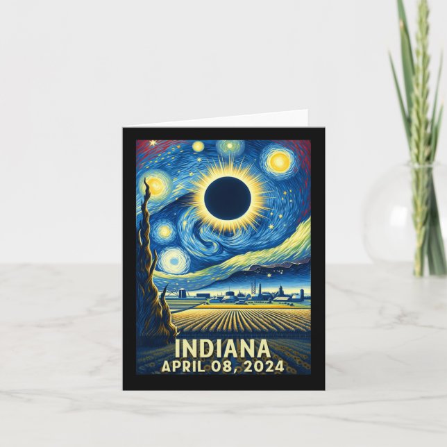 Solar Eclipse 2024 Indiana Starry Night Karte (Vorderseite)
