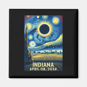 Solar Eclipse 2024 Indiana Starry Night Magnet