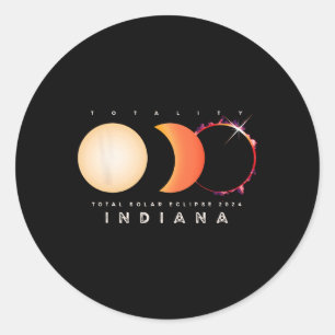 Solar Eclipse 2024 Indiana Total Eclipse Astronomi Runder Aufkleber