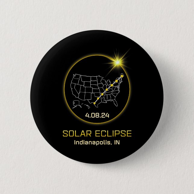 Solar Eclipse 2024 Indianapolis in Indiana Totalit Button (Vorderseite)