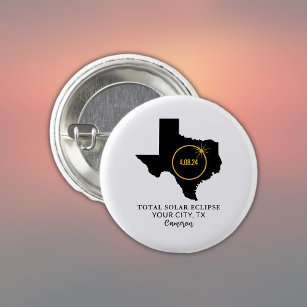 Solar Eclipse 2024 Individuelle Name, Stadt Texas Button