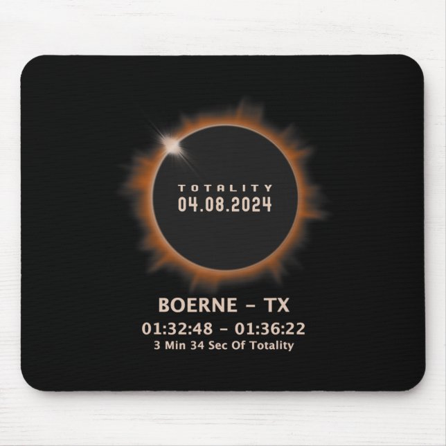 Solar Eclipse 2024 Insgesamt 04.08.24 Texas Tx Mousepad (Vorne)