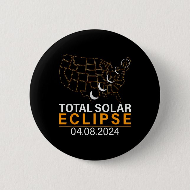 Solar Eclipse 2024 Map Eclipse 8. April 2024 Eclip Button (Vorderseite)