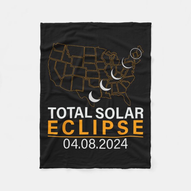 Solar Eclipse 2024 Map Eclipse 8. April 2024 Eclip Fleecedecke (Vorderseite)