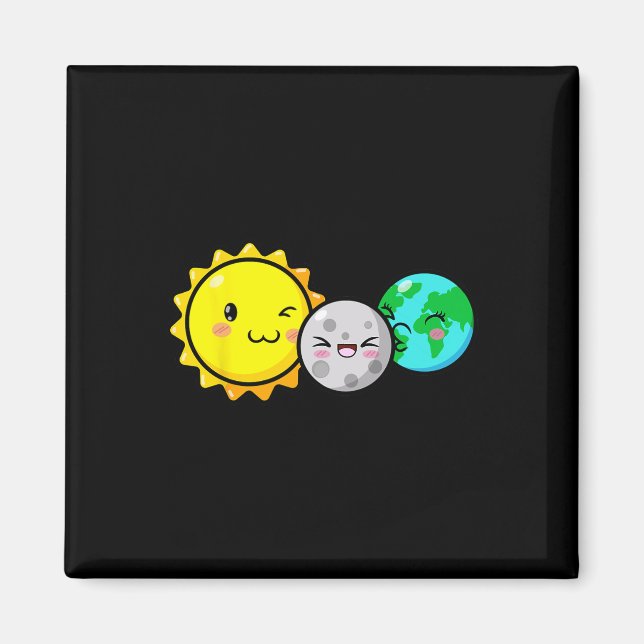 Solar Eclipse 2024 Niedliche Kawaii Fun Astronomie Magnet (Vorne)