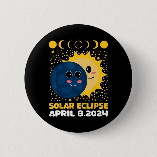 Solar Eclipse 2024 Niedlicher Kleinkinderjunge Ges Button (Vorderseite)