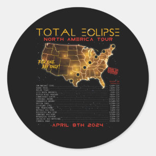 Solar Eclipse 2024 North America Tour Runder Aufkleber