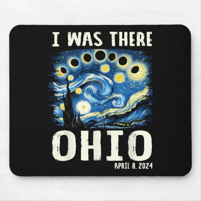 Solar Eclipse 2024 Ohio - Starry Night Painting Mousepad (Vorne)
