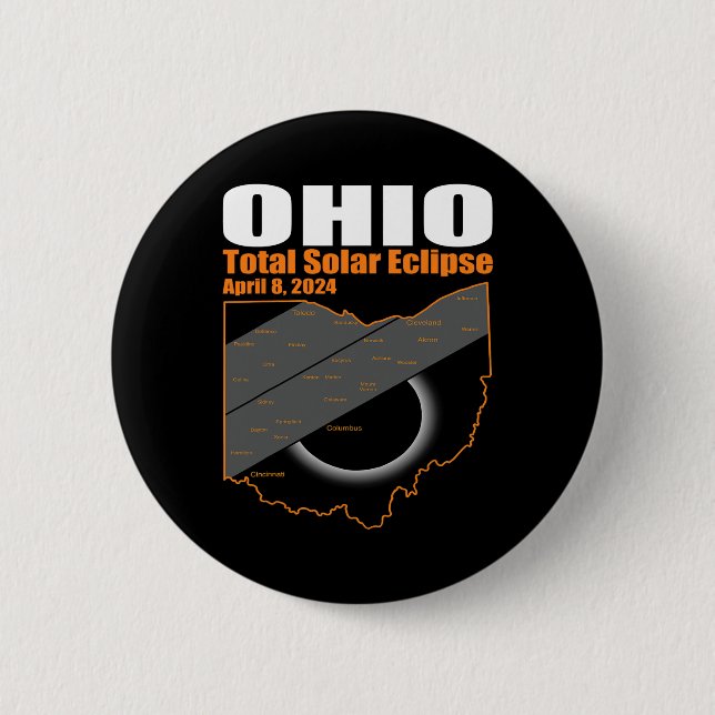 Solar Eclipse 2024 Staat Ohio Karte Gesamtsolaranl Button (Vorderseite)