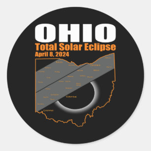 Solar Eclipse 2024 Staat Ohio Karte Gesamtsolaranl Runder Aufkleber