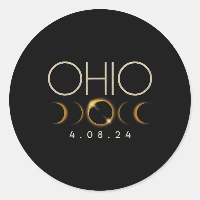 Solar Eclipse 2024 Staat Ohio Total Solar Eclipse Runder Aufkleber (Vorderseite)