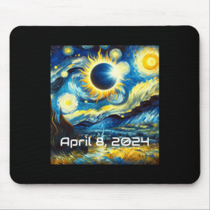 Solar Eclipse 2024 Starry Night Painting Van Gogh Mousepad