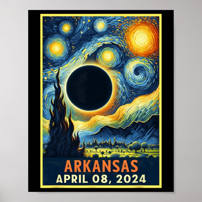 Solar Eclipse 2024 Starry Night Poster (Vorne)