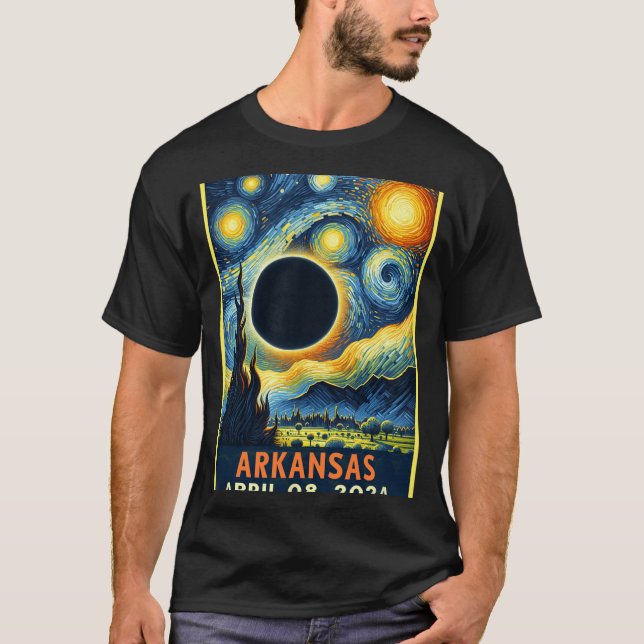 Solar Eclipse 2024 Starry Night T-Shirt (Vorderseite)