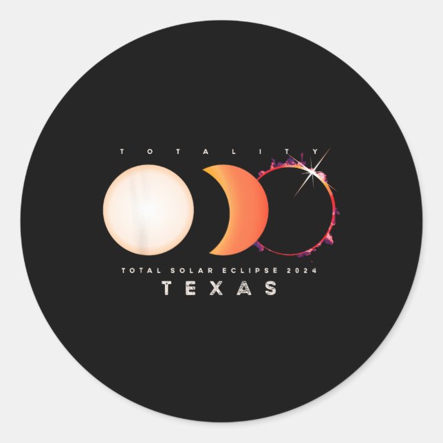 Solar Eclipse 2024 Texas Total Eclipse America Gra Runder Aufkleber (Vorderseite)