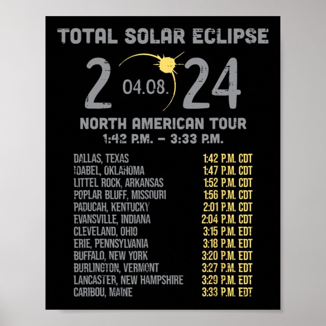 Solar Eclipse 2024 Totalität April 8 Männer Frauen Poster (Vorne)