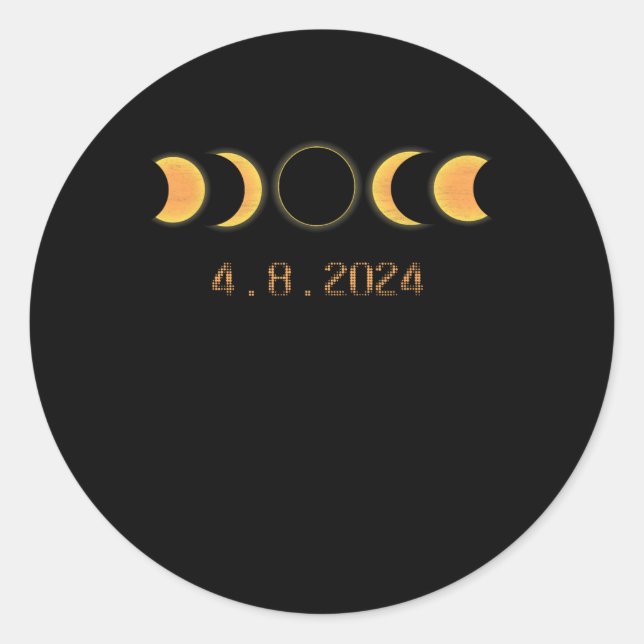 Solar Eclipse 2024 Totality 8. April Runder Aufkleber (Vorderseite)