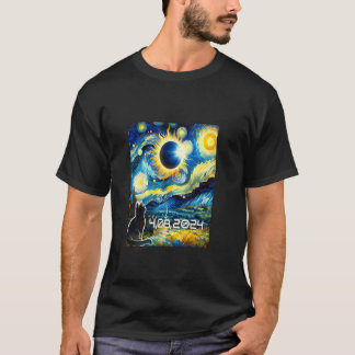 Solar Eclipse 2024 Tshirt Chat avec Van Gogh Starr
