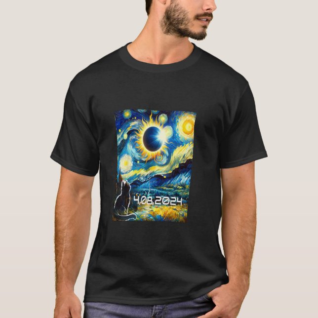 Solar Eclipse 2024 Tshirt Chat avec Van Gogh Starr (Devant)