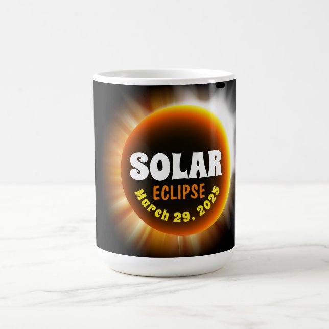 Solar Eclipse 3/29/2025 Benutzerdefinierter Text Kaffeetasse (Mittel)