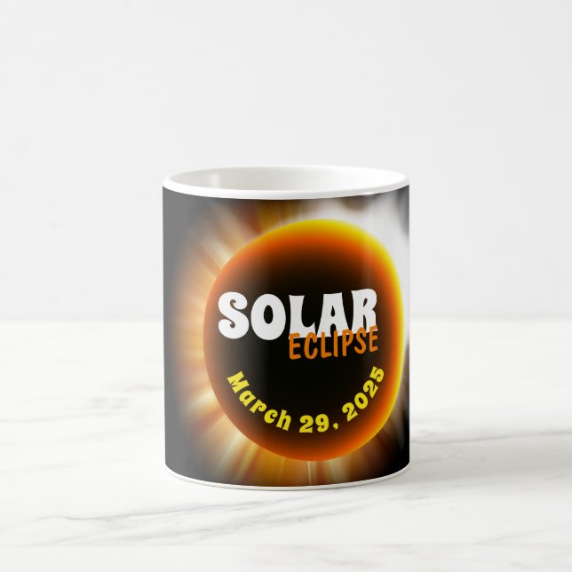 Solar Eclipse 3/29/2025 Benutzerdefinierter Text Kaffeetasse (Mittel)
