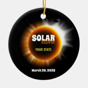 Solar Eclipse 3/29/2025 Benutzerdefinierter Text Keramik Ornament
